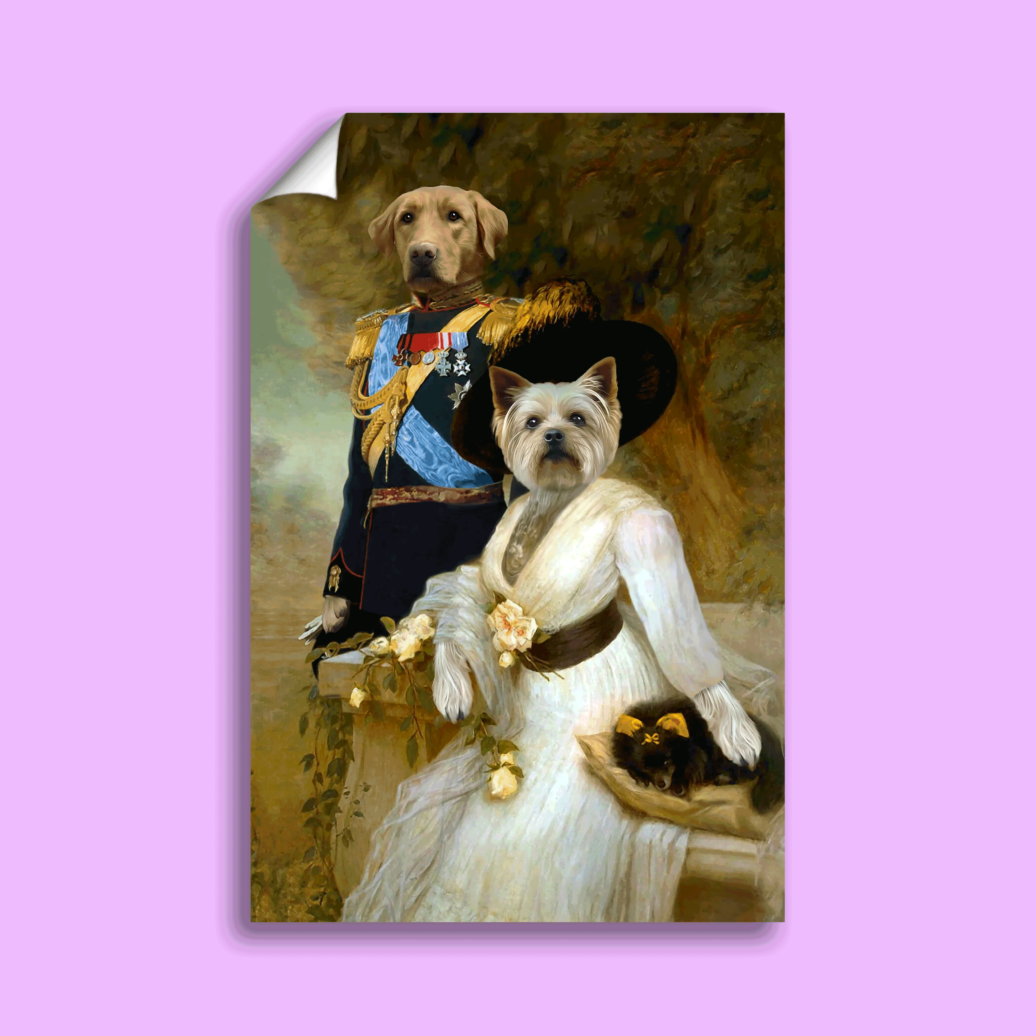 Royal Couple Custom Pet Portrait - Elegant Renaissance Style Canvas